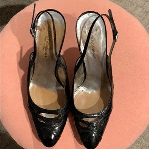 Dolce & Gabbana black eel skin sling back heels